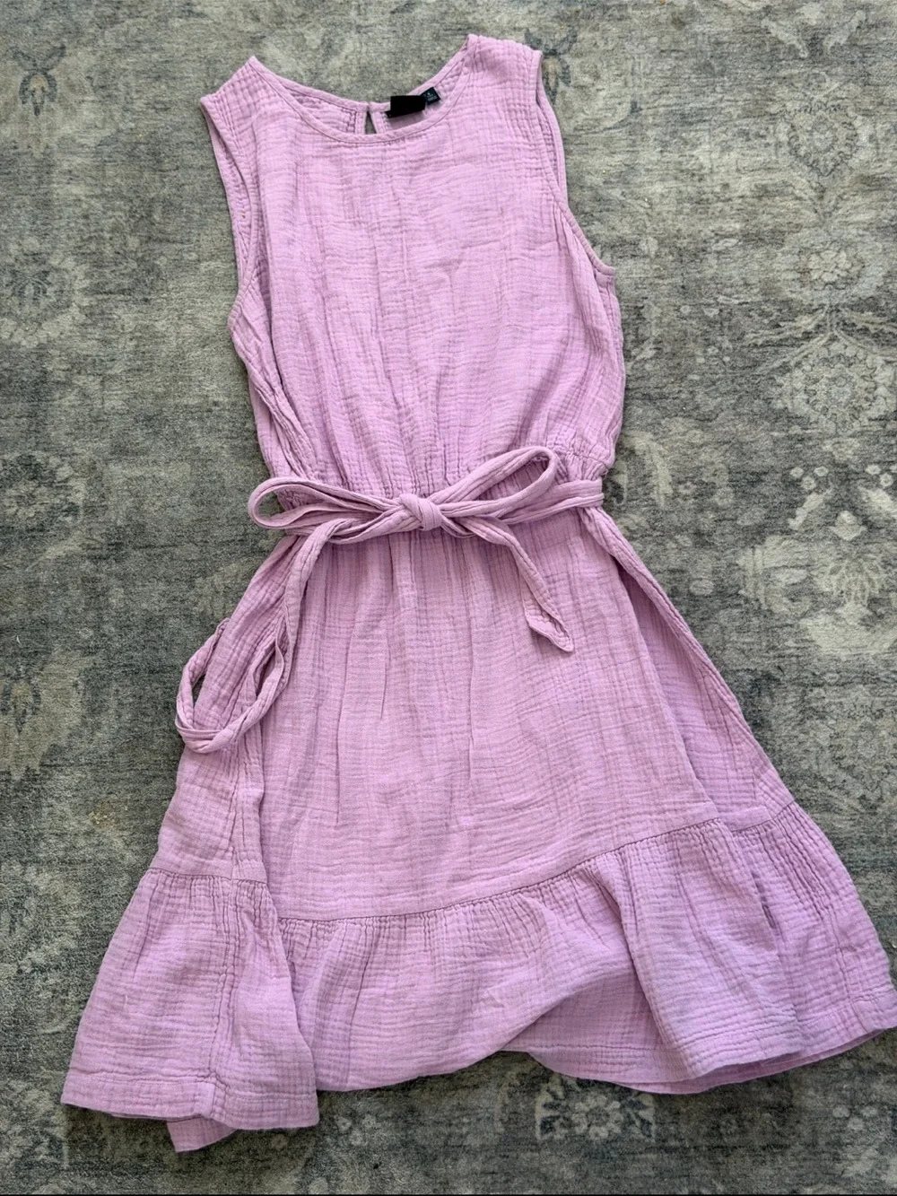 GAP Lavender Pink Sleeveless Gauze Dress with Tie Waist